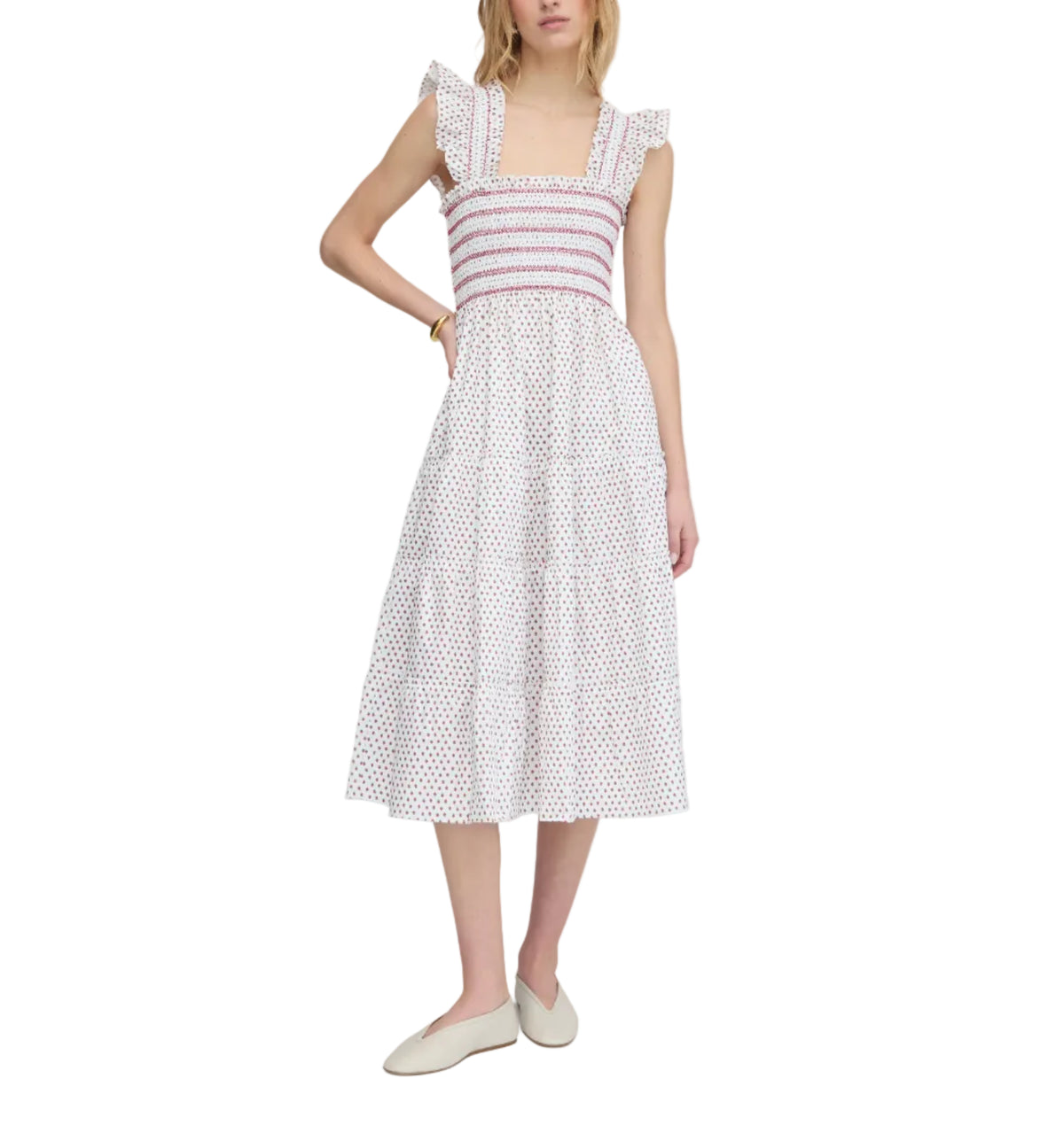 The Ellie Nap Dress in White Poppy Half Drop