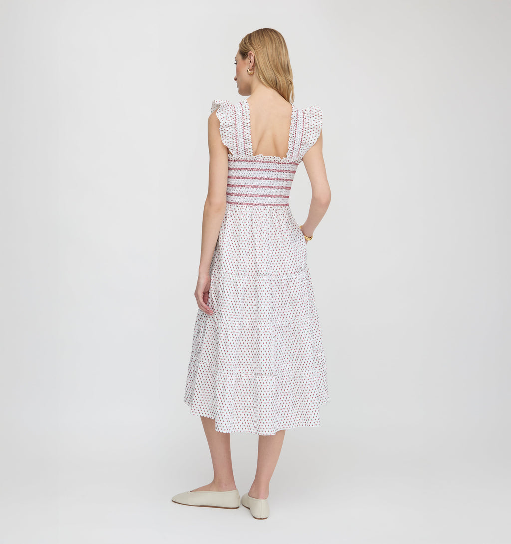 The Ellie Nap Dress in White Poppy Half Drop