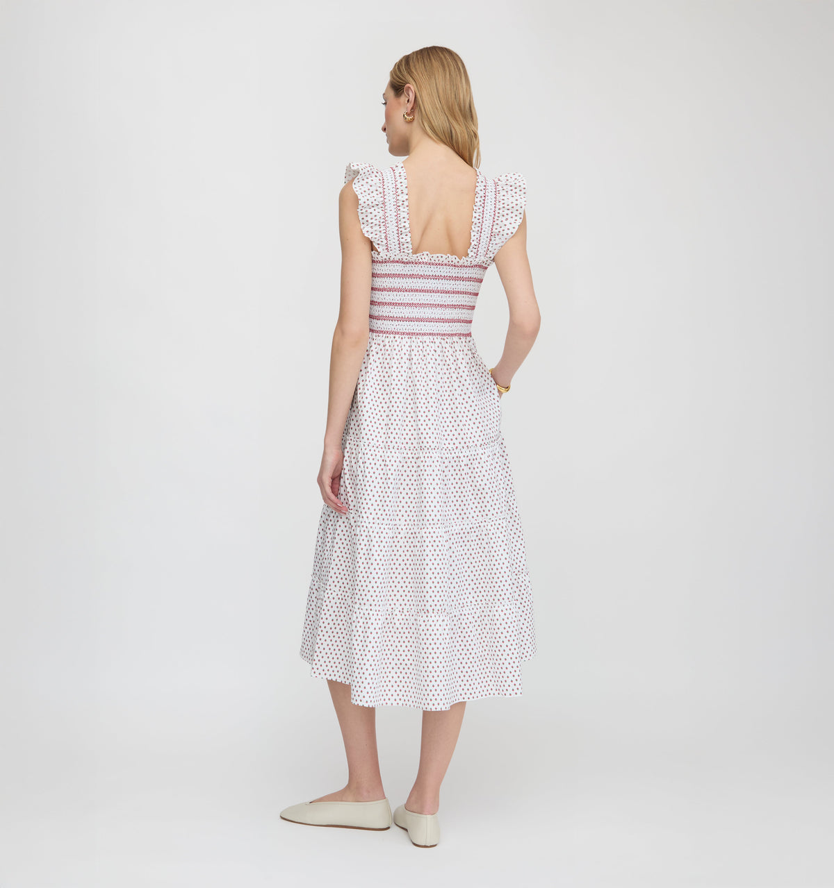 The Ellie Nap Dress in White Poppy Half Drop