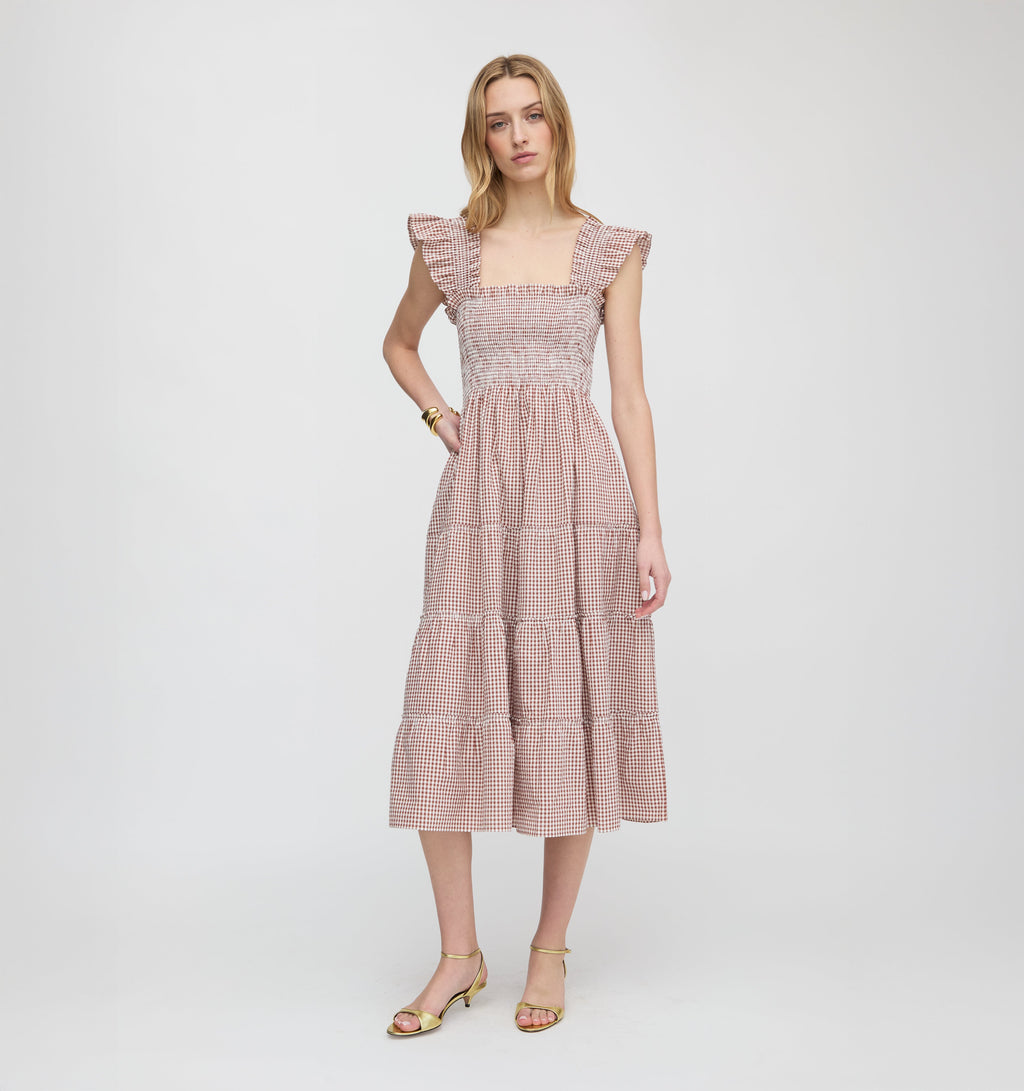 The Ellie Nap Dress in Cognac Gingham