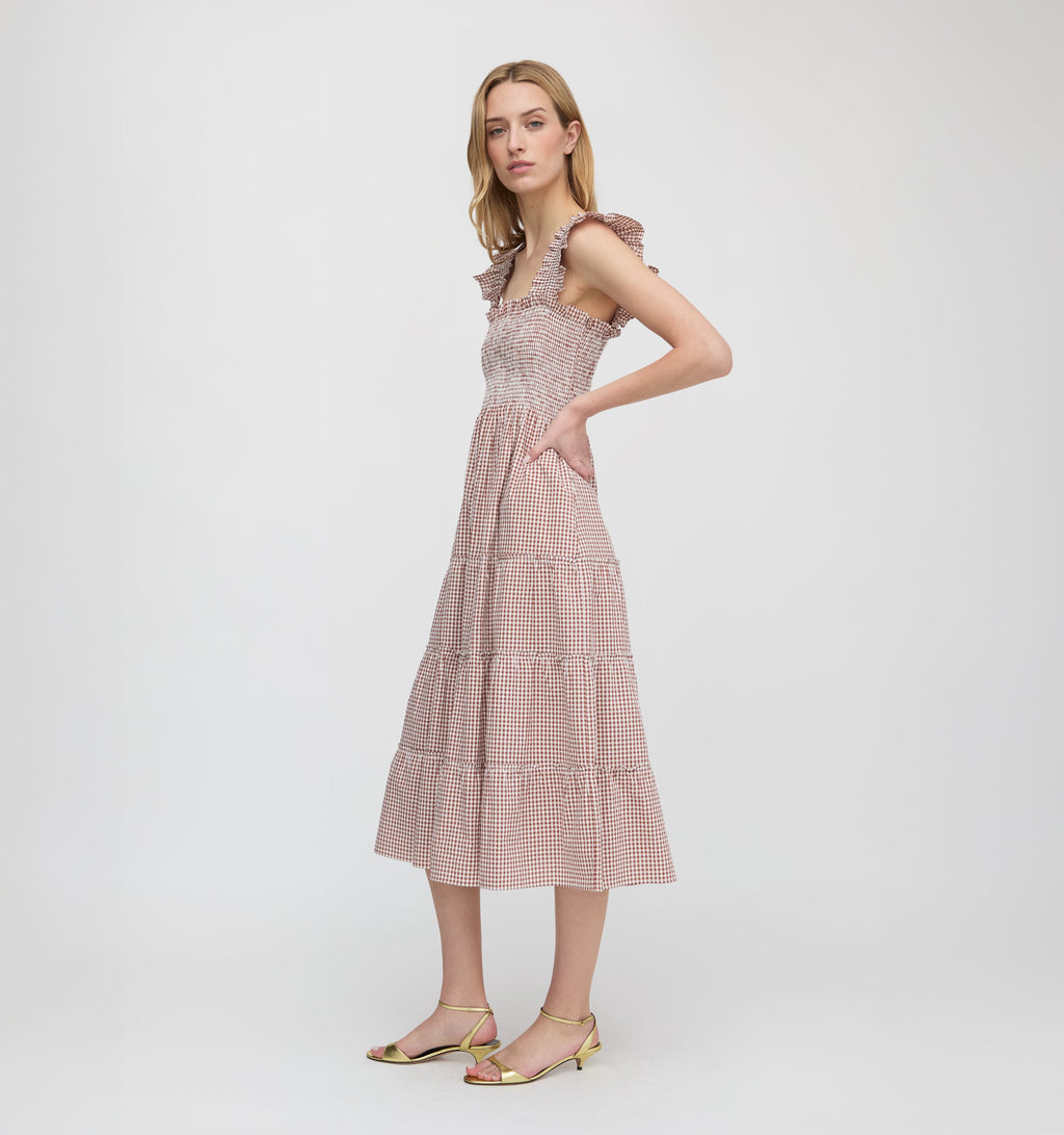 The Ellie Nap Dress in Cognac Gingham