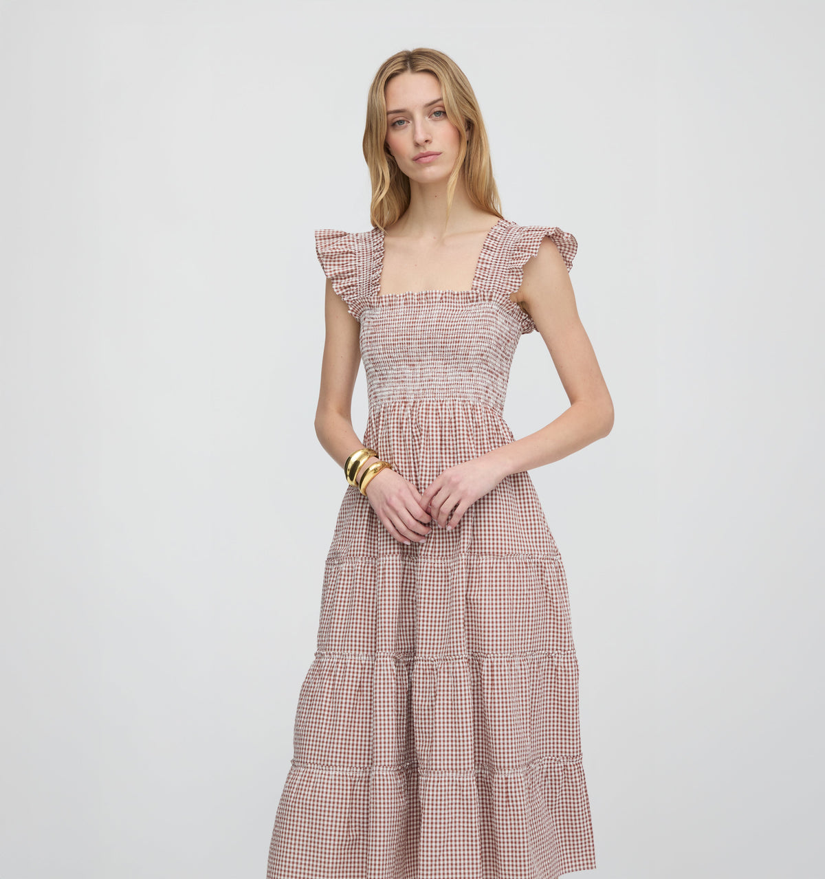 The Ellie Nap Dress in Cognac Gingham