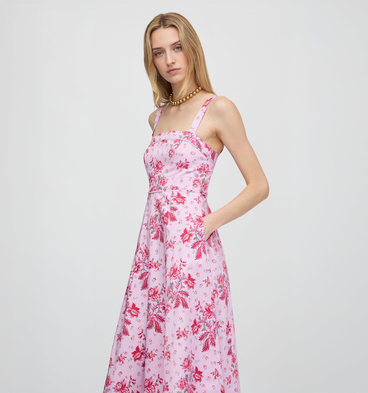 The Ezra Dress in Pink Delft Bouquet