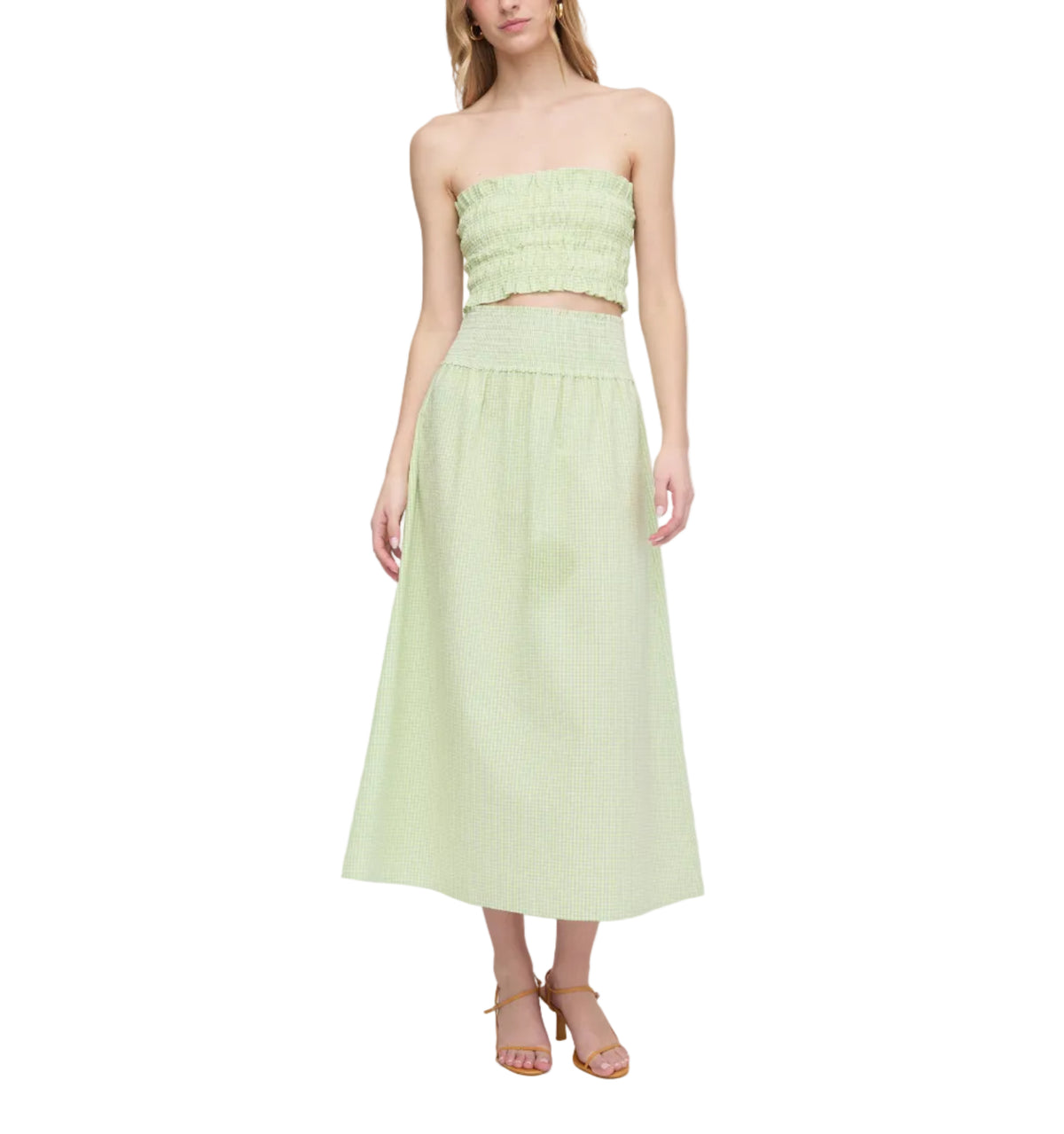 The Delphine Nap Skirt in Lime Gingham