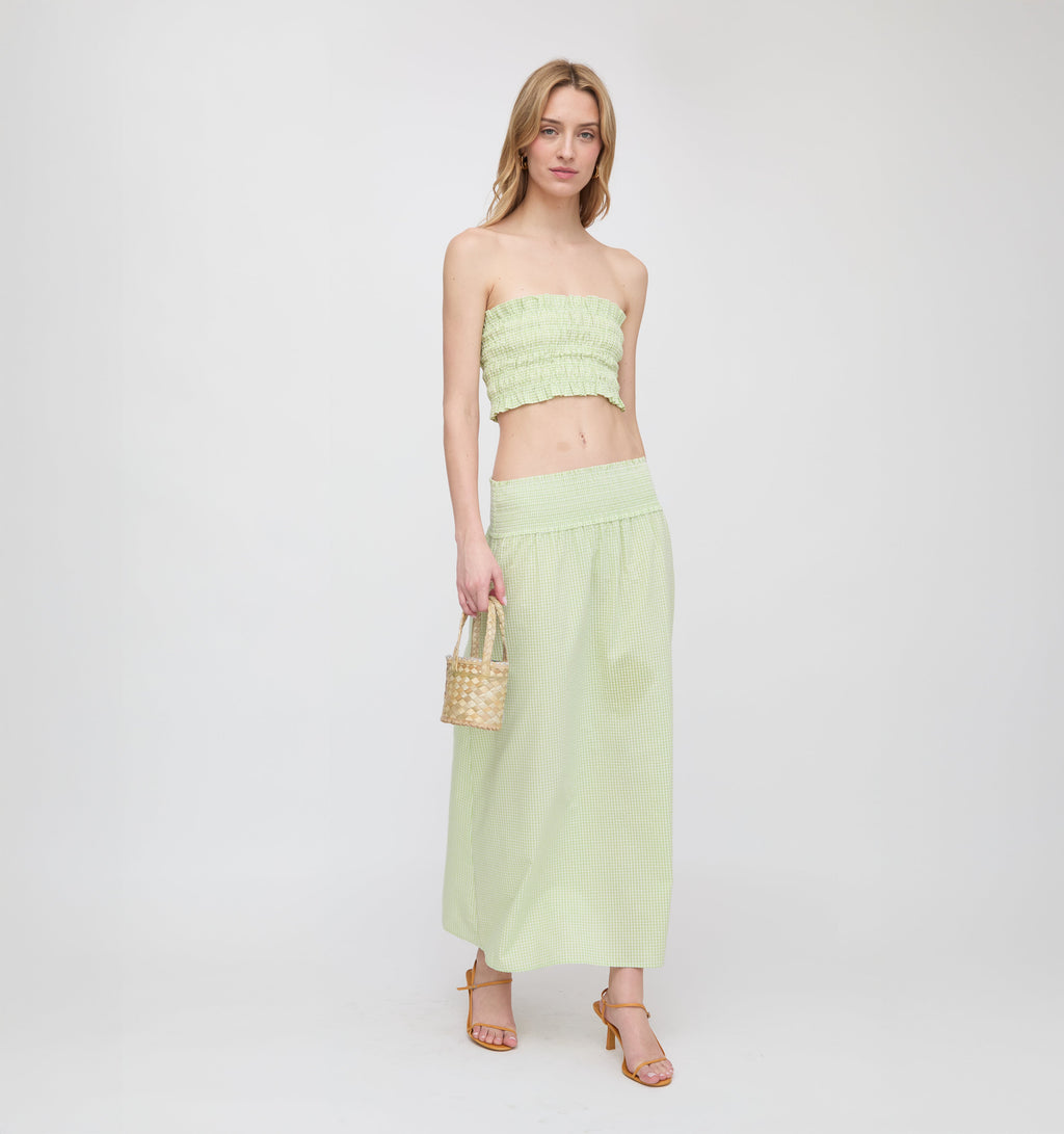 The Delphine Nap Skirt in Lime Gingham