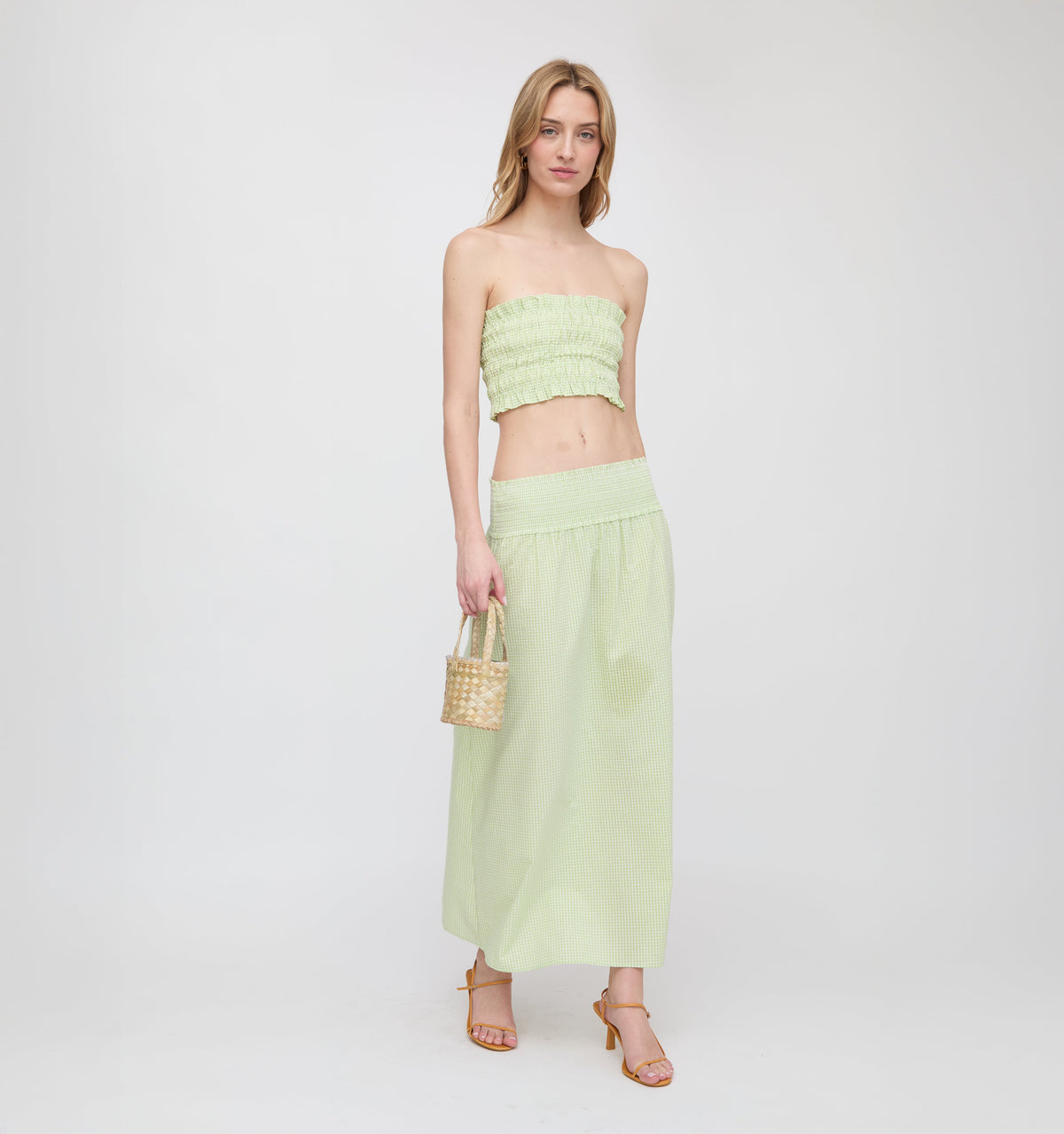 The Delphine Nap Skirt in Lime Gingham