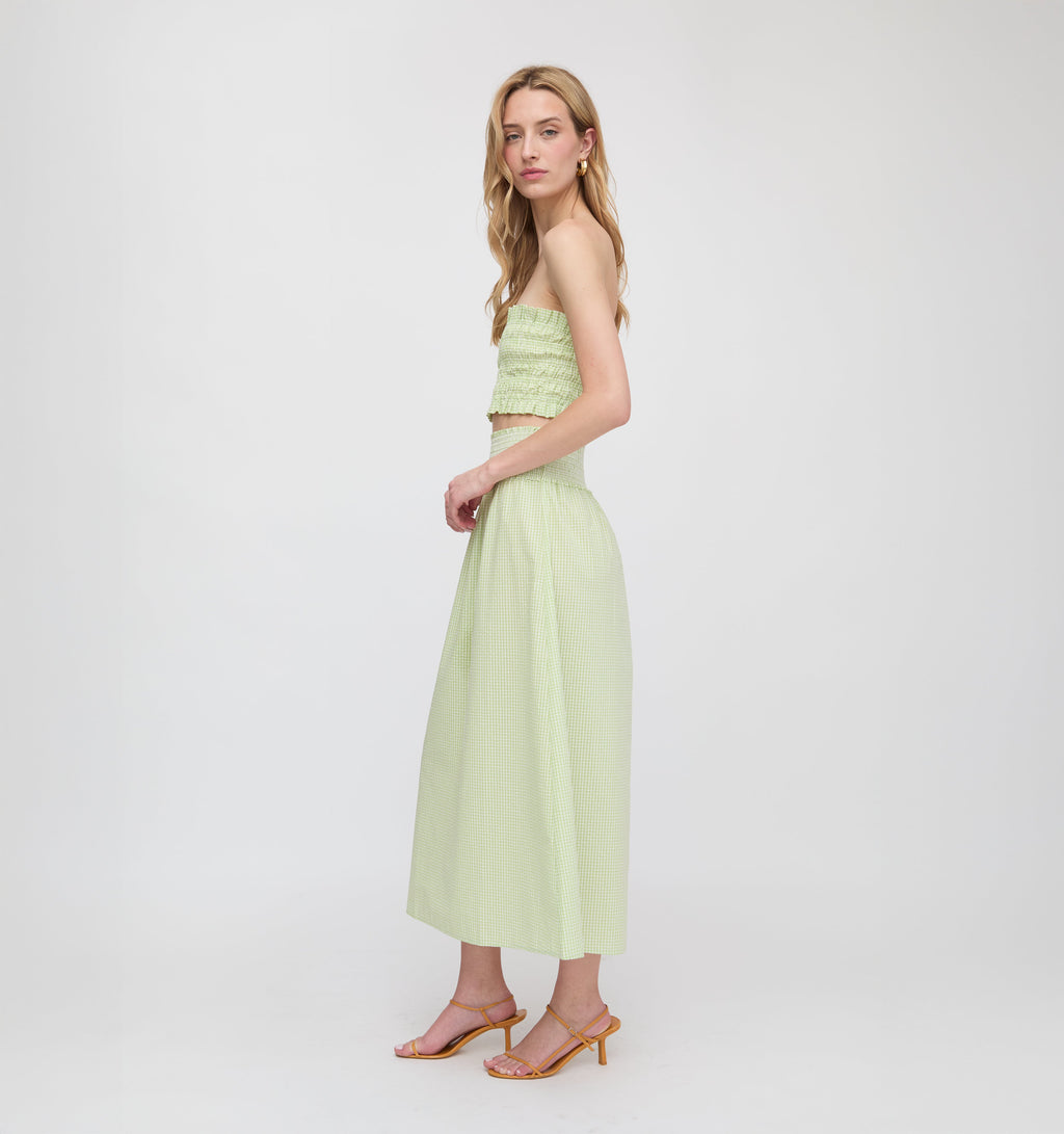 The Delphine Nap Skirt in Lime Gingham