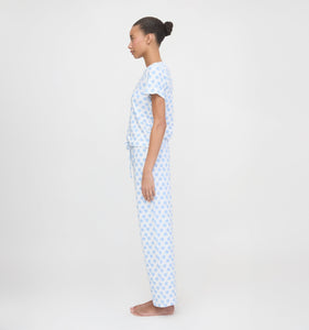 The Kelly Pajama Set in Doily Heart Blue
