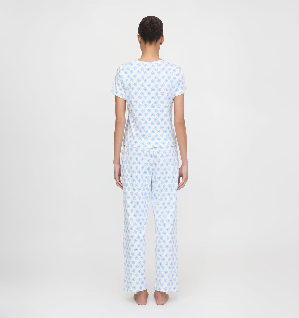 The Kelly Pajama Set in Doily Heart Blue