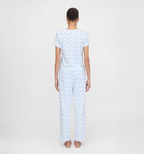 The Kelly Pajama Set in Doily Heart Blue