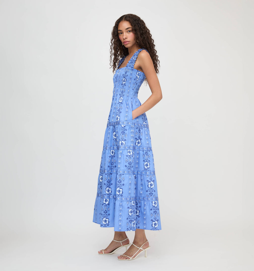 The Kimmy Nap Dress in Blue Arcadia Border