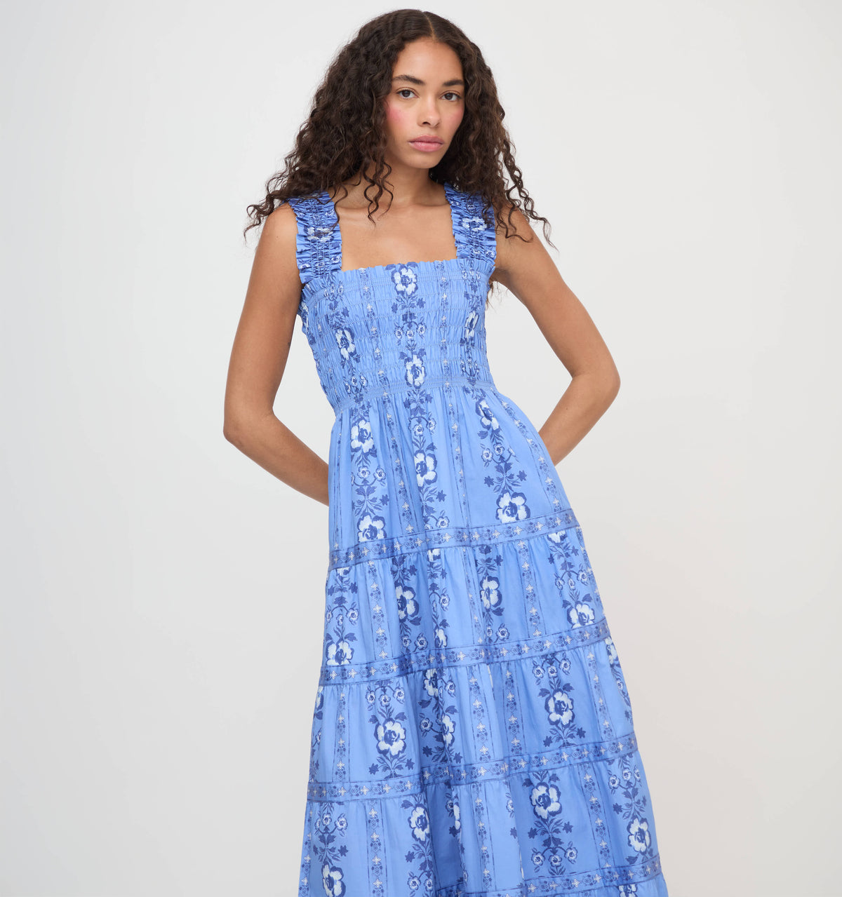 The Kimmy Nap Dress in Blue Arcadia Border