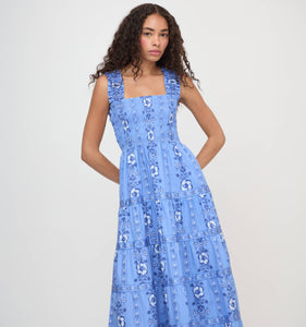 The Kimmy Nap Dress in Blue Arcadia Border