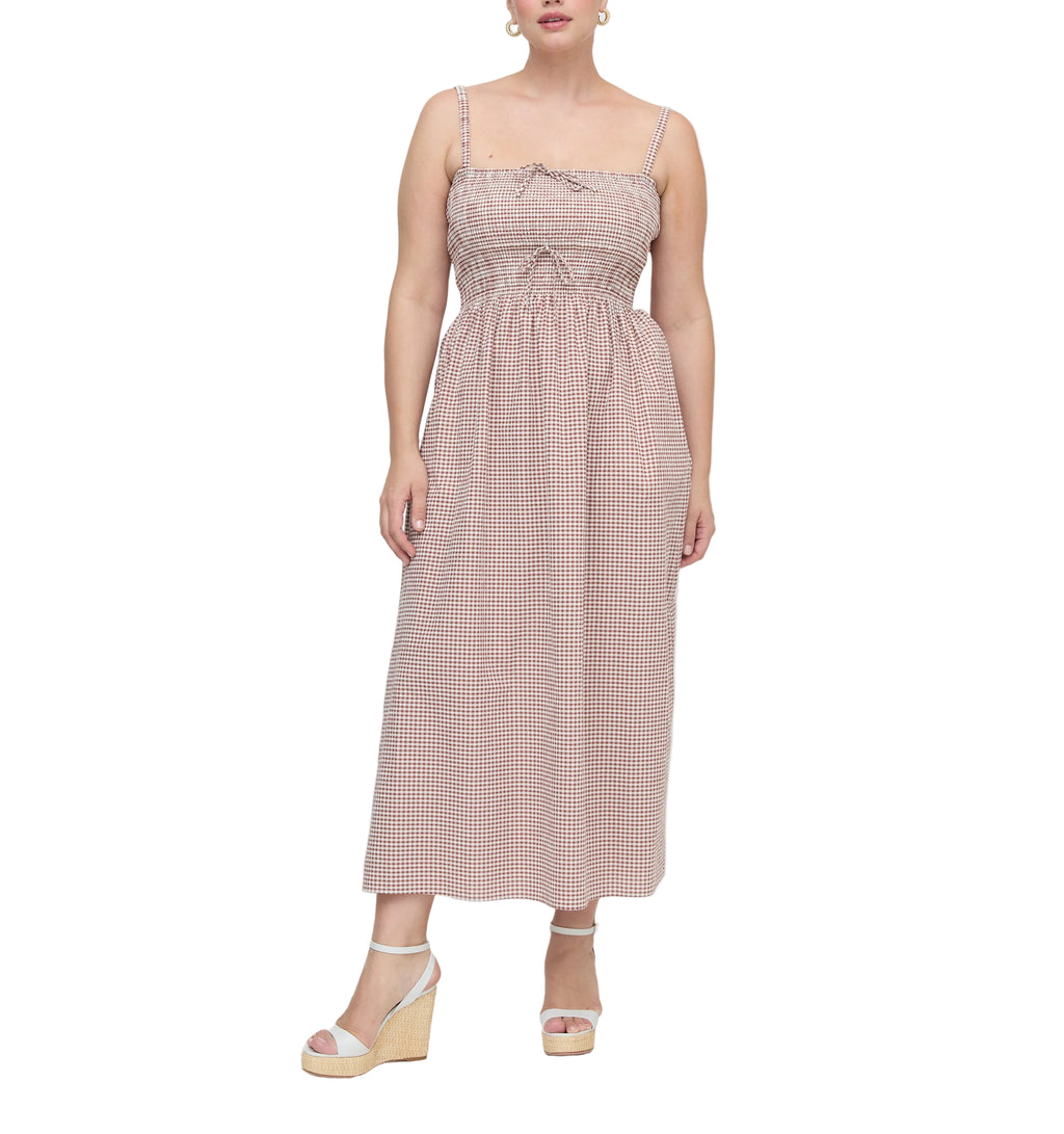 The Larissa Nap Dress in Cognac Gingham