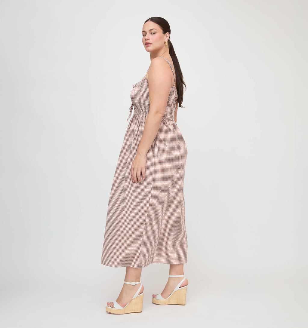 The Larissa Nap Dress in Cognac Gingham
