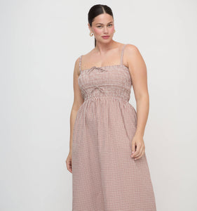 The Larissa Nap Dress in Cognac Gingham