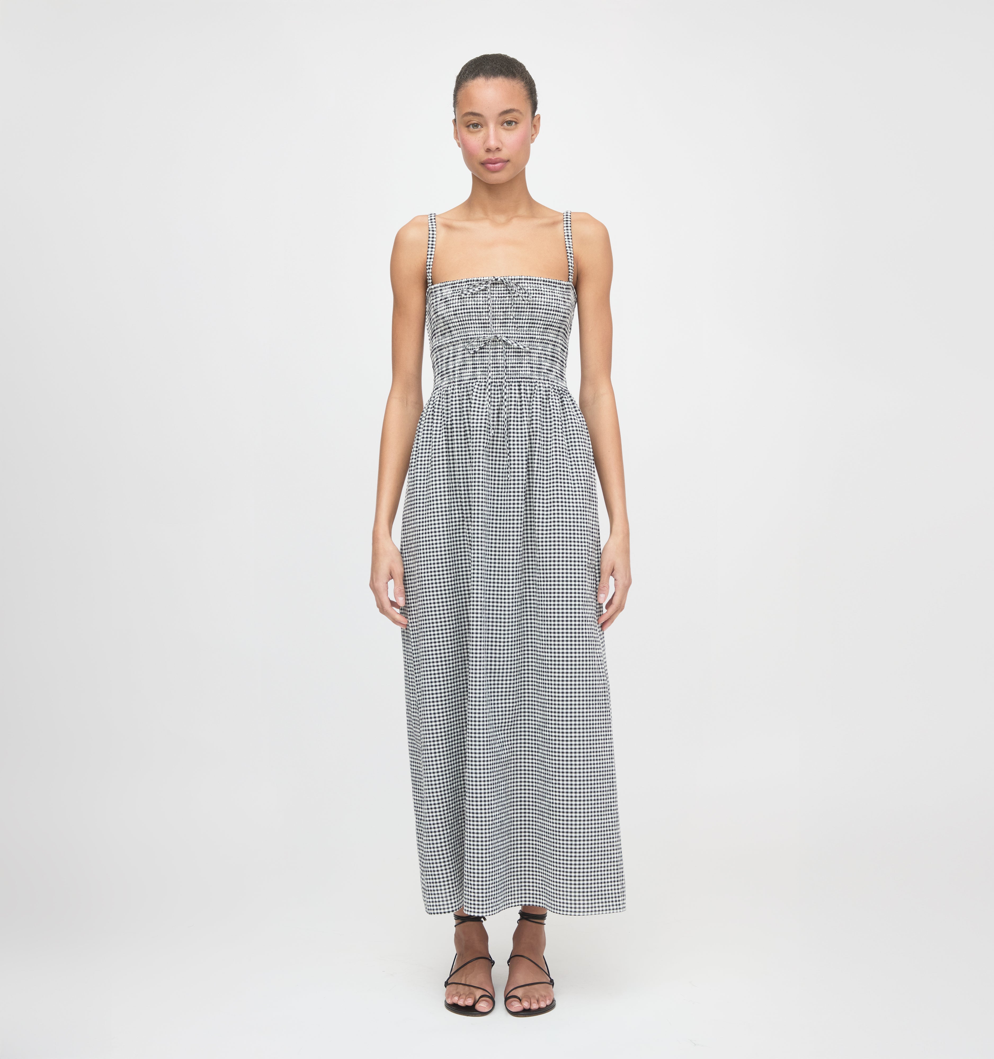 The Larissa Nap Dress in Black & Sand Gingham