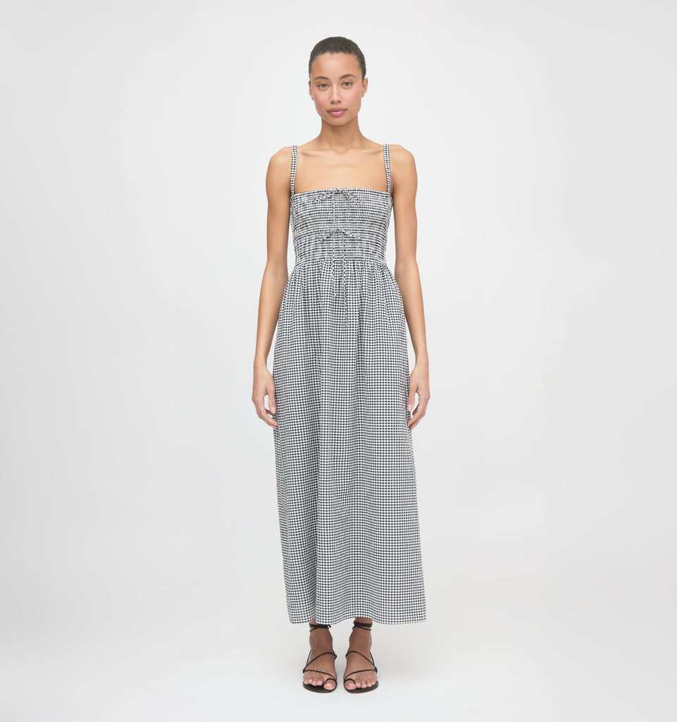 The Larissa Nap Dress in Black & Sand Gingham