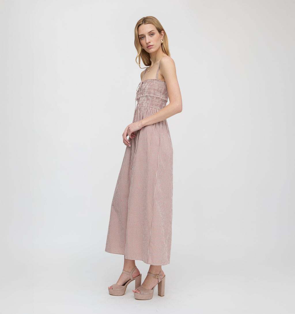 The Larissa Nap Dress in Cognac Gingham