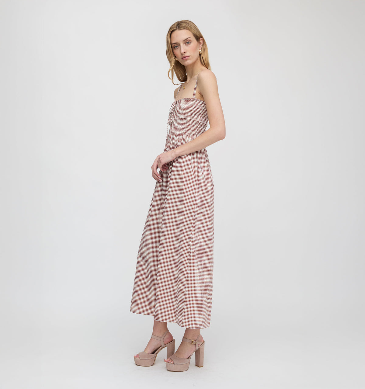 The Larissa Nap Dress in Cognac Gingham