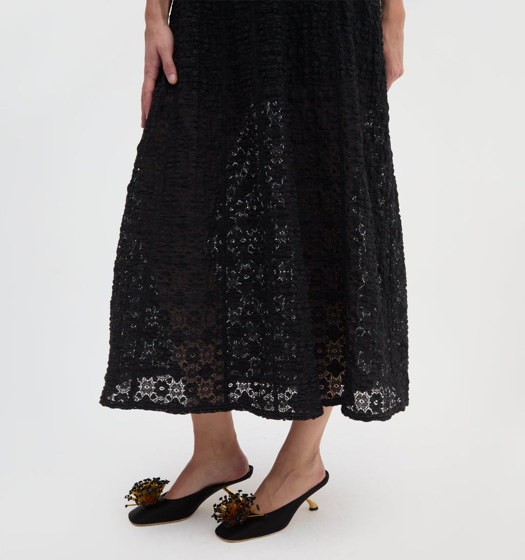 The Leanne Dress in Black Stretch Lace