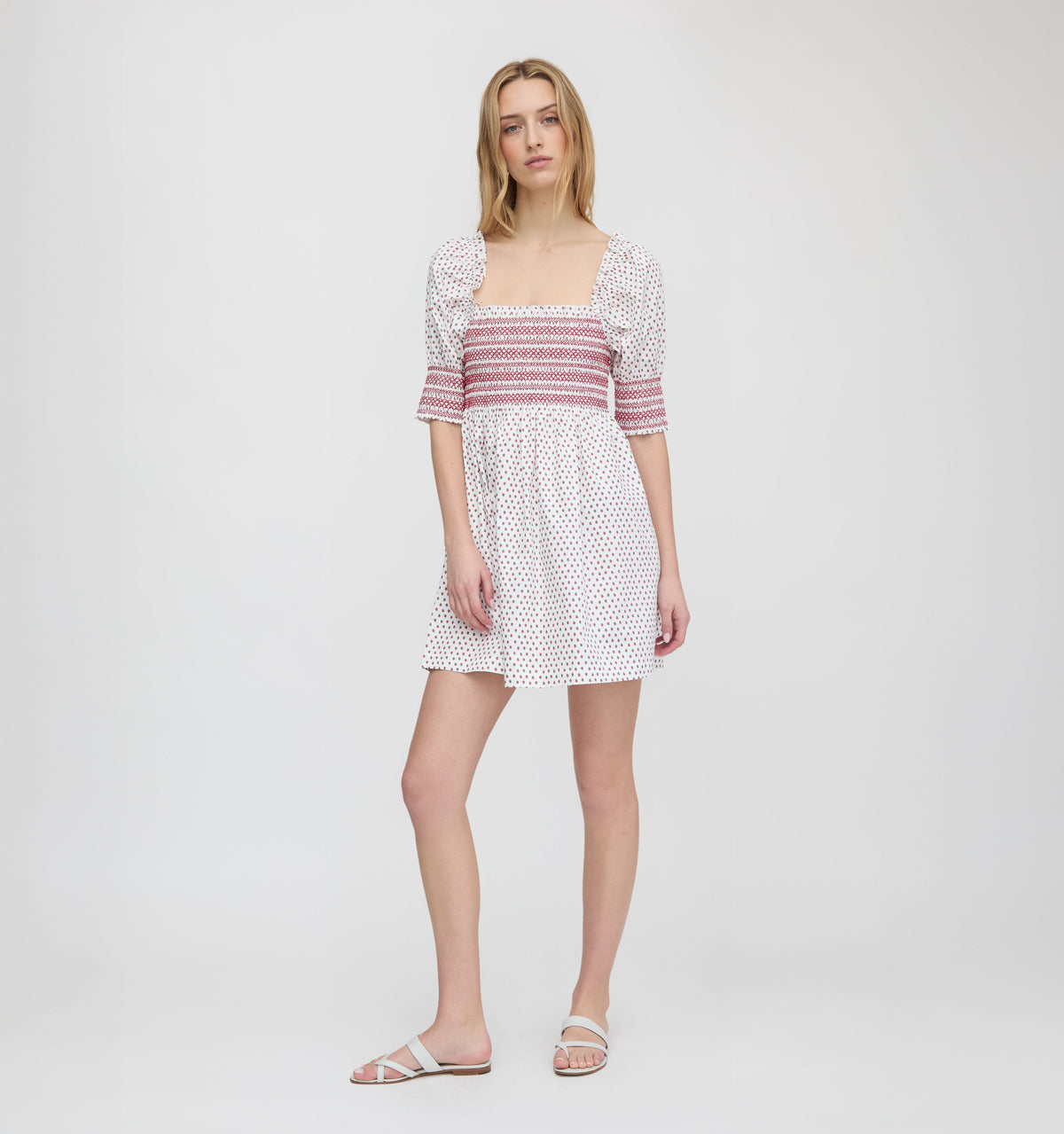 The Lila Nap Dress in White Poppy Half Drop