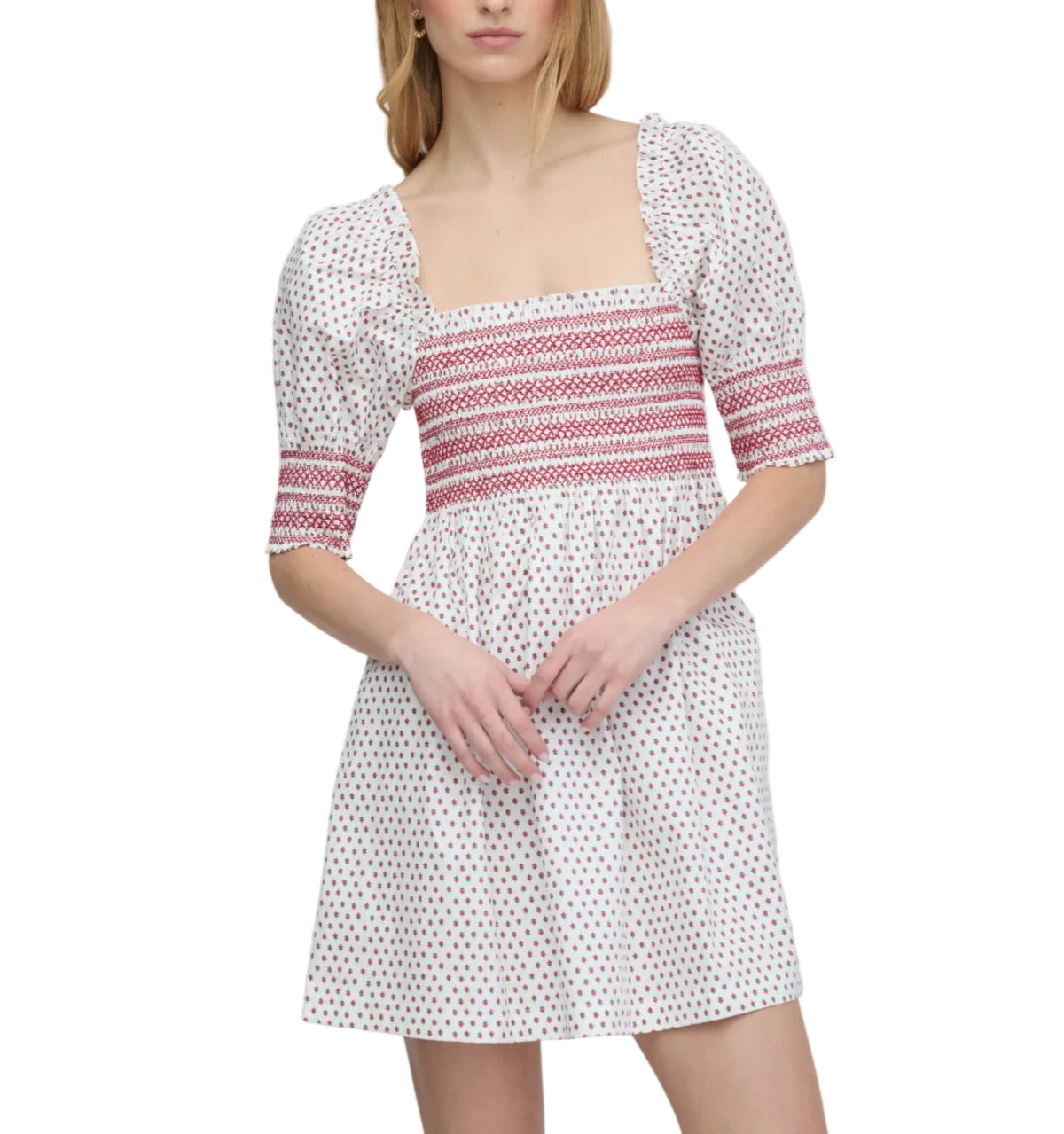The Lila Nap Dress in White Poppy Half Drop
