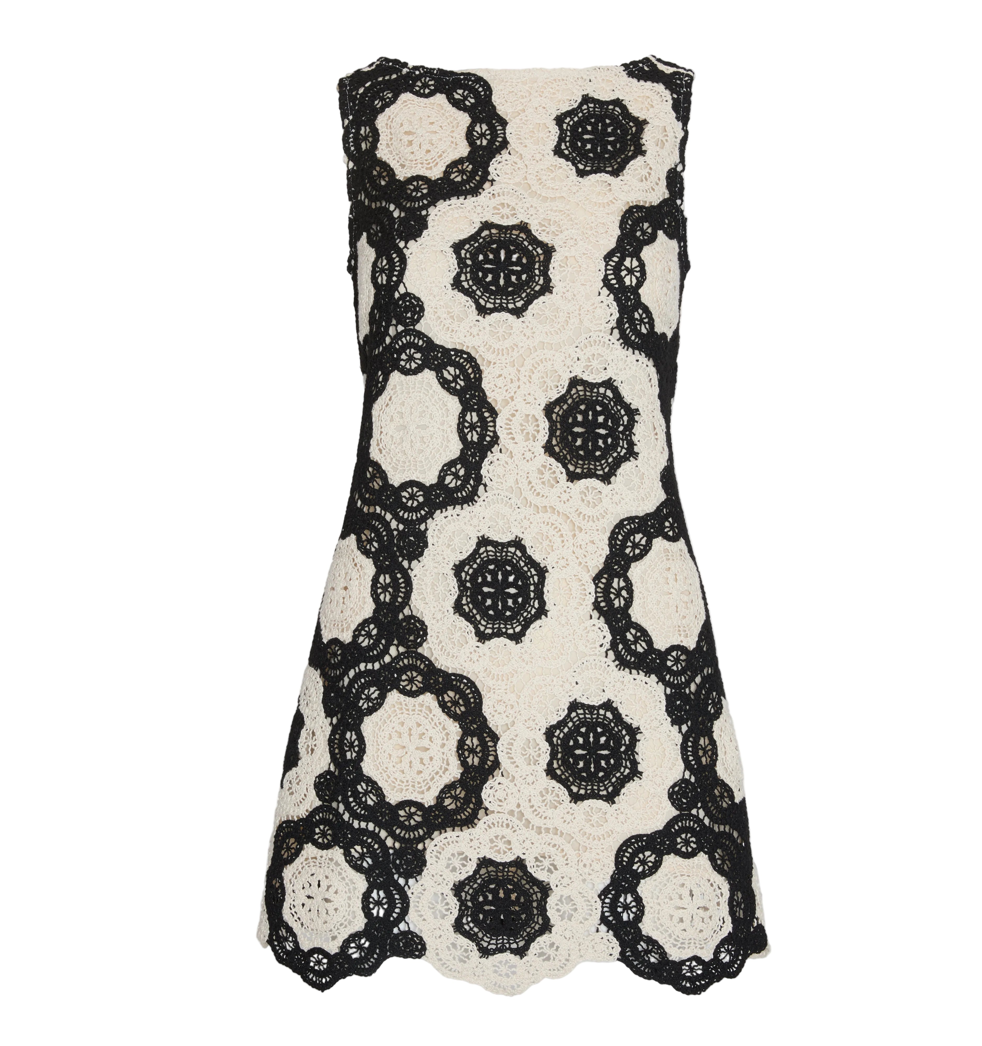 The Lisandra Dress in Black/Ivory Crochet Lace