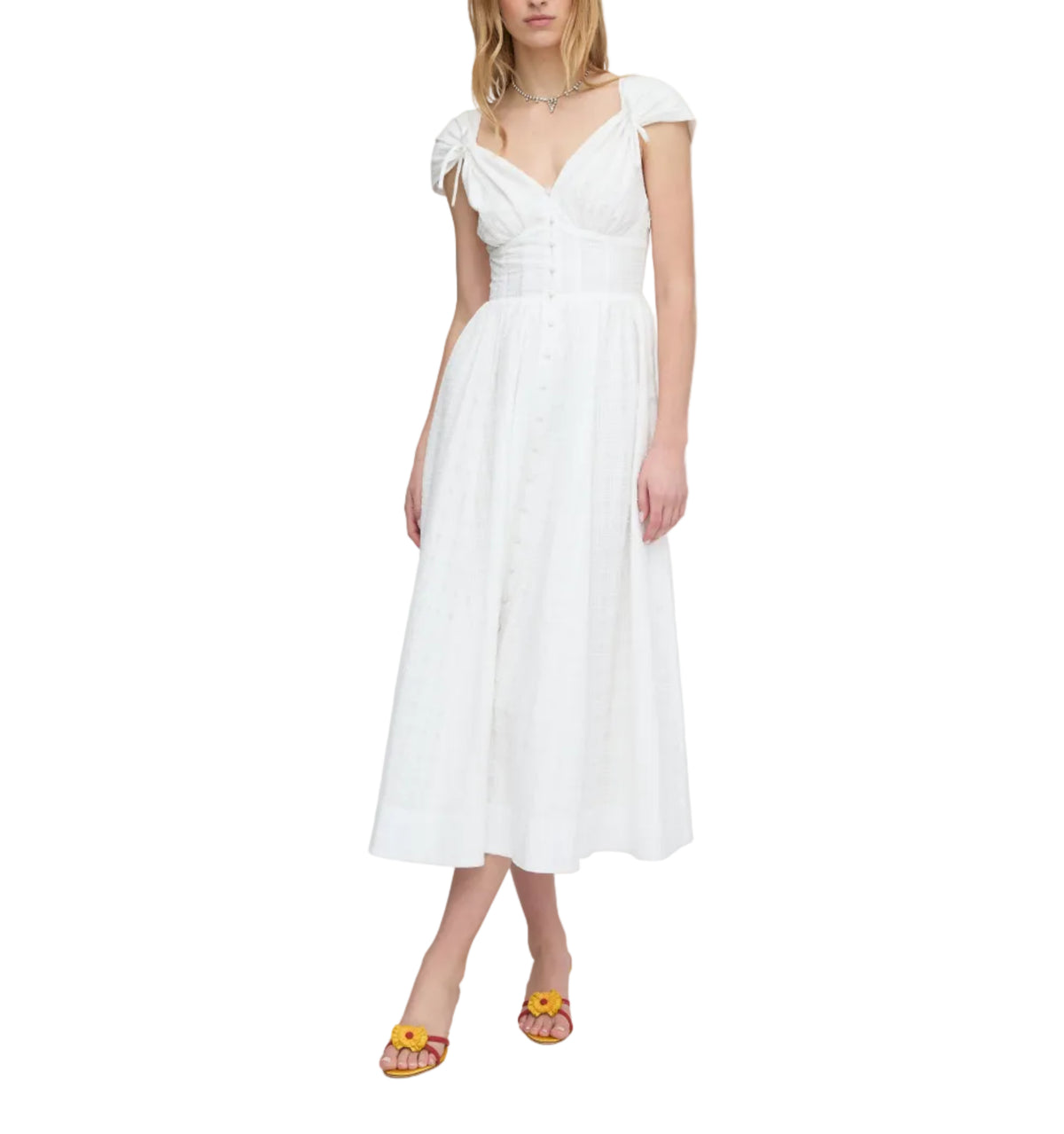 The Lucille Dress in White Crinkle Check