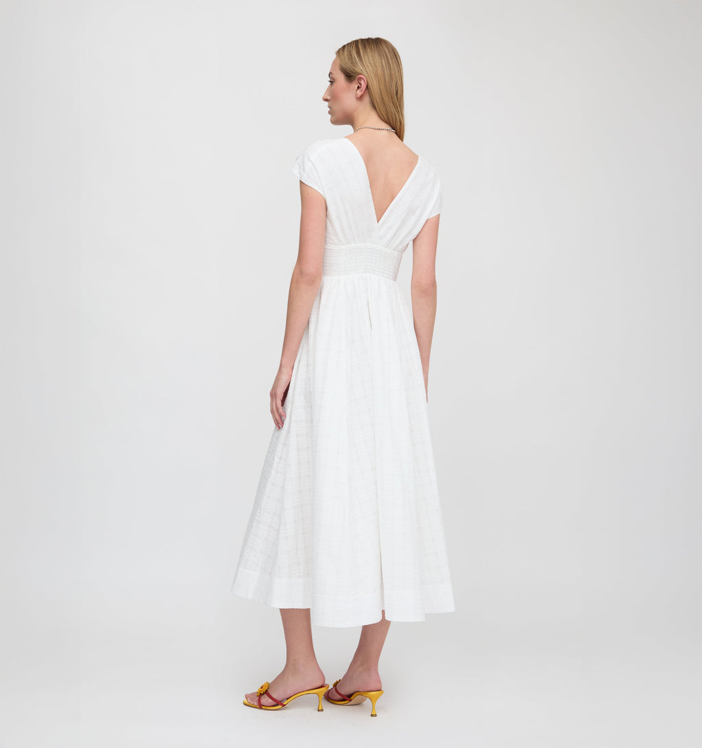 The Lucille Dress in White Crinkle Check
