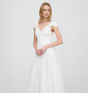 The Lucille Dress in White Crinkle Check