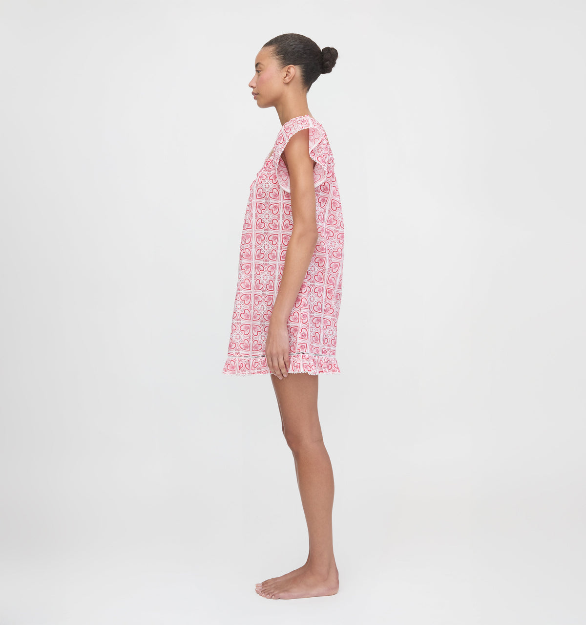 The Lucinda Nightgown in Patchwork Doily Heart White