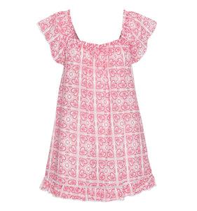 The Lucinda Nightgown in Patchwork Doily Heart White
