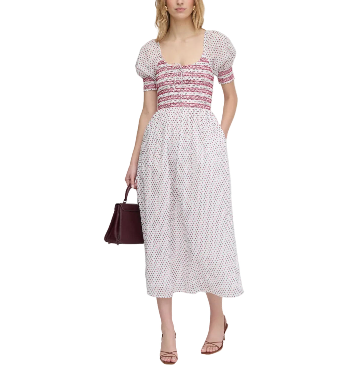 The Madeline Nap Dress in White Poppy Half Drop