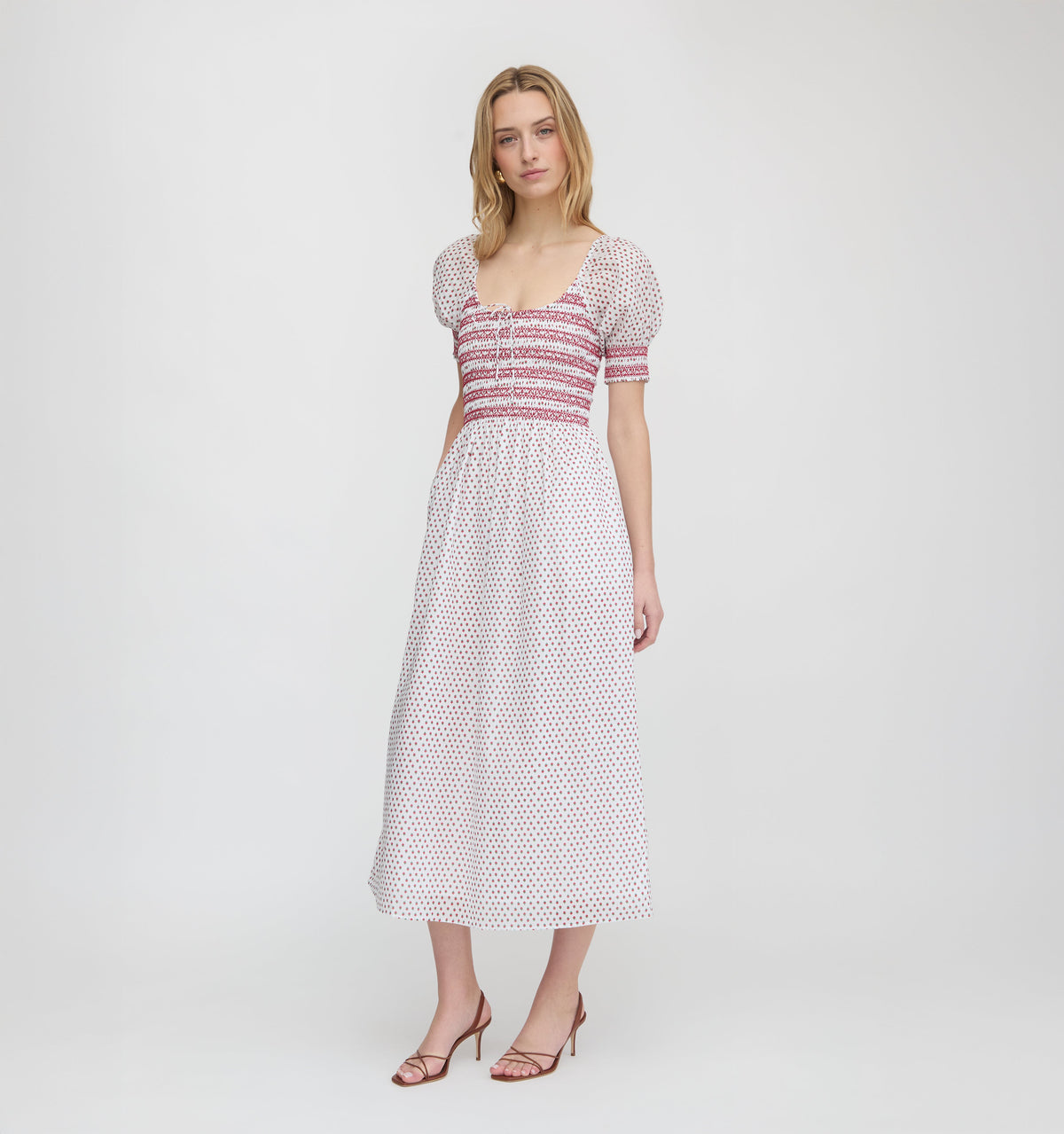 The Madeline Nap Dress in White Poppy Half Drop
