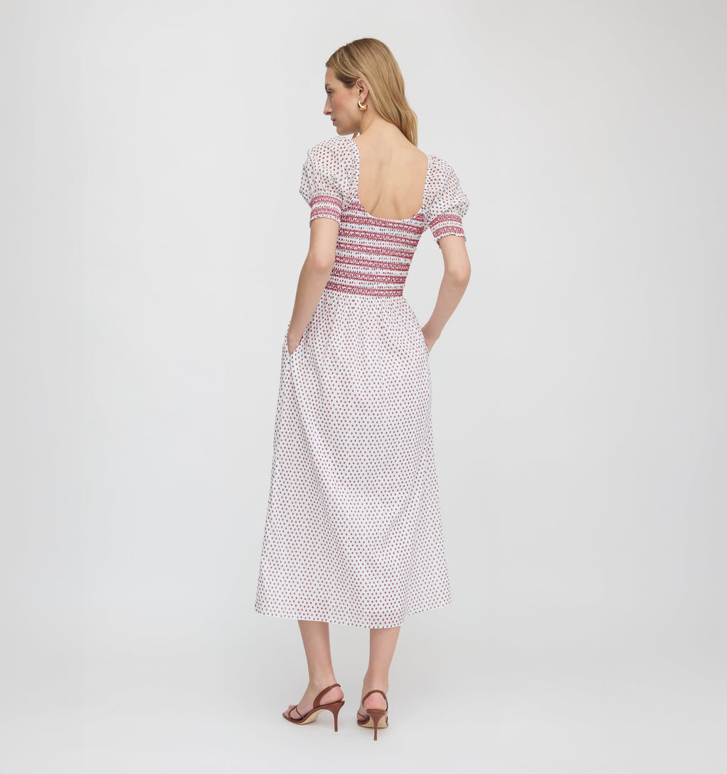 The Madeline Nap Dress in White Poppy Half Drop