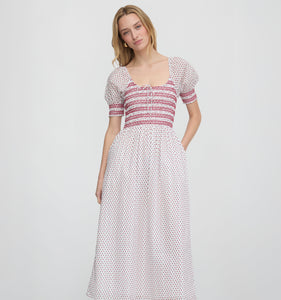 The Madeline Nap Dress in White Poppy Half Drop