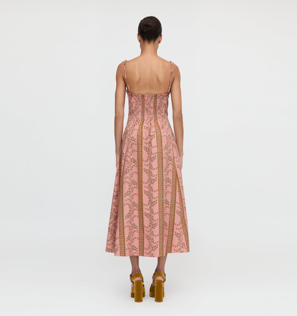 maisie tiered midi dress The Maisie Dress in Rust Dandelion Floral Stripe XXL