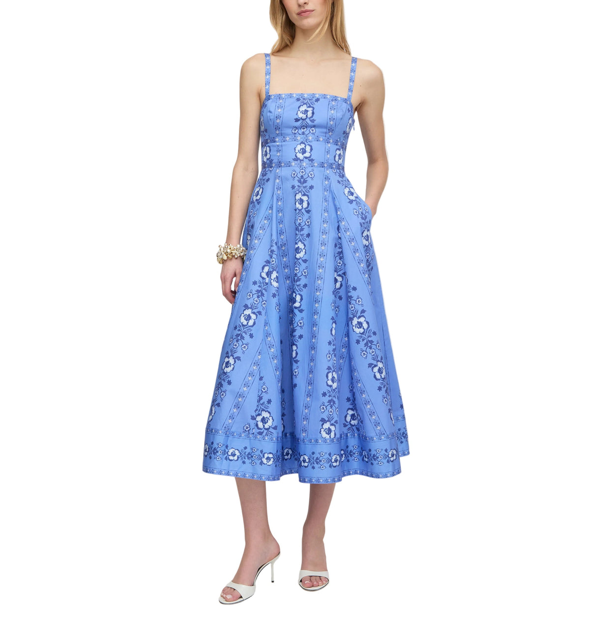 The Margot Dress in Blue Arcadia Border