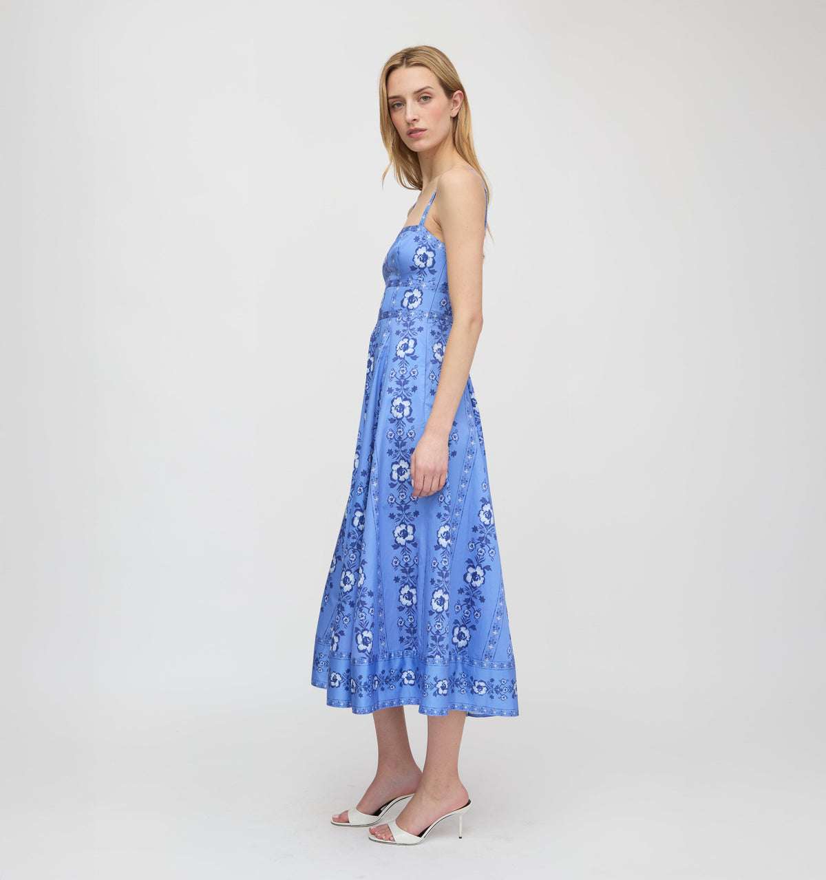 The Margot Dress in Blue Arcadia Border