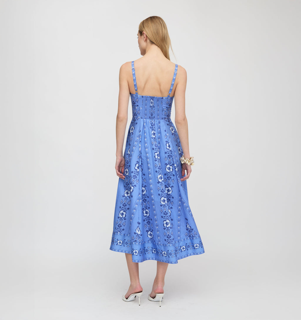 The Margot Dress in Blue Arcadia Border