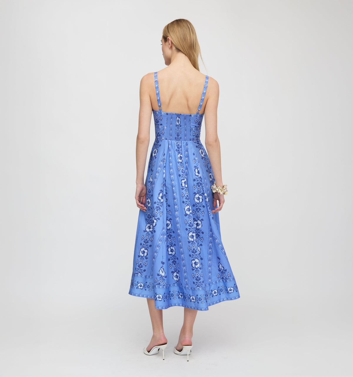 The Margot Dress in Blue Arcadia Border