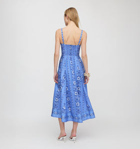 The Margot Dress in Blue Arcadia Border
