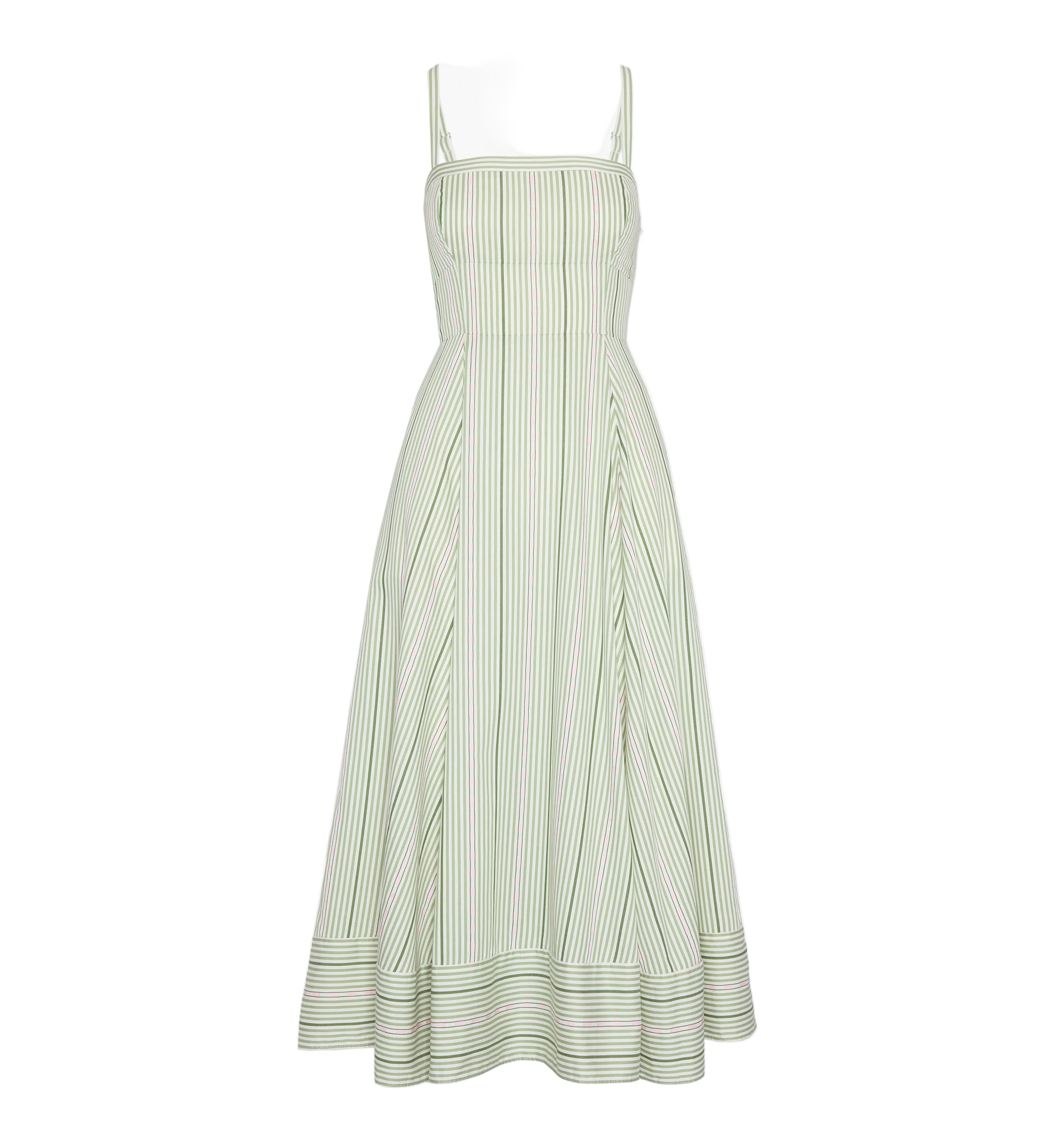 The Margot Dress in Green Jacquard Stripe