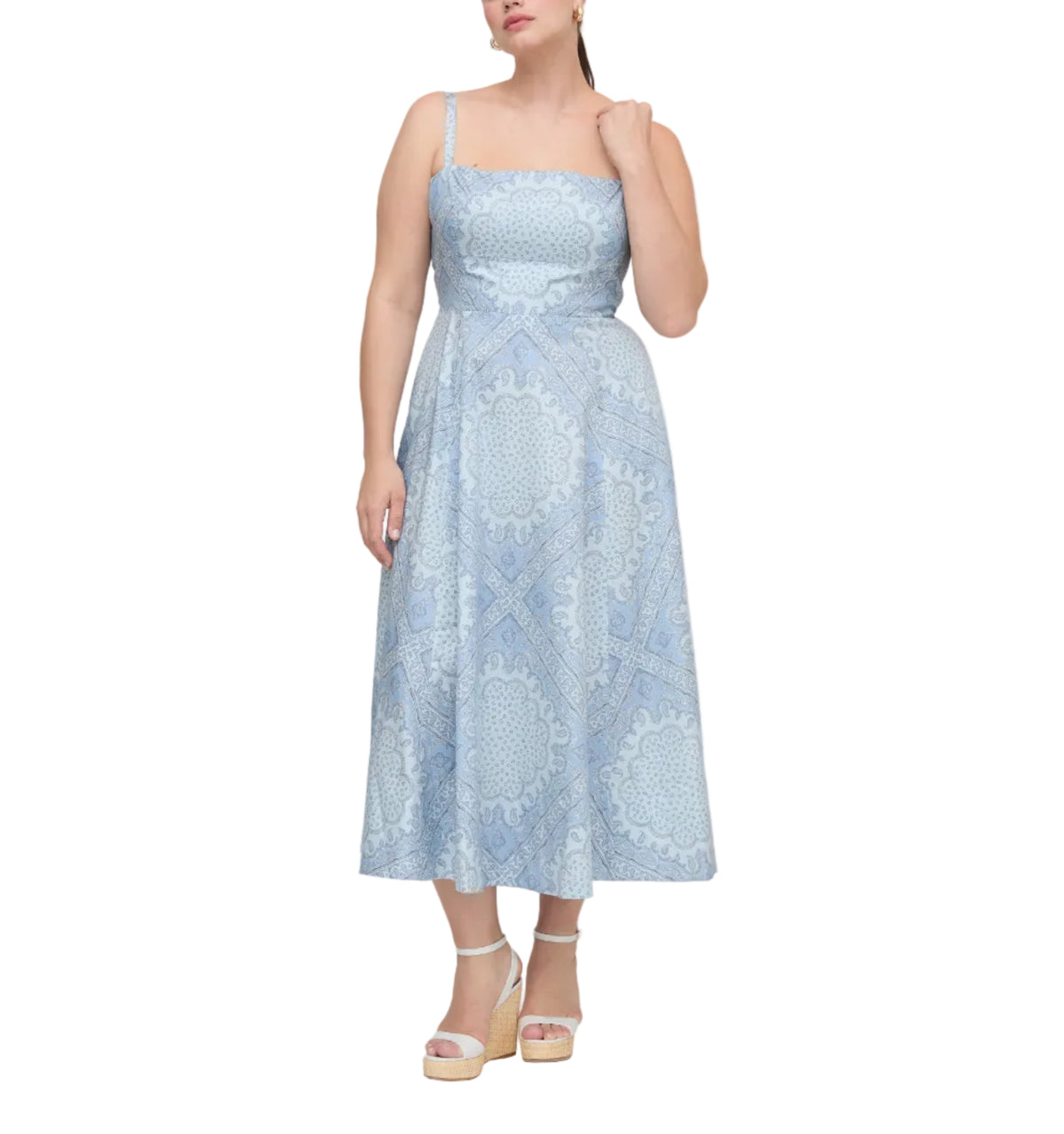 The Margot Dress in Dusty Blue Paisley Scarf