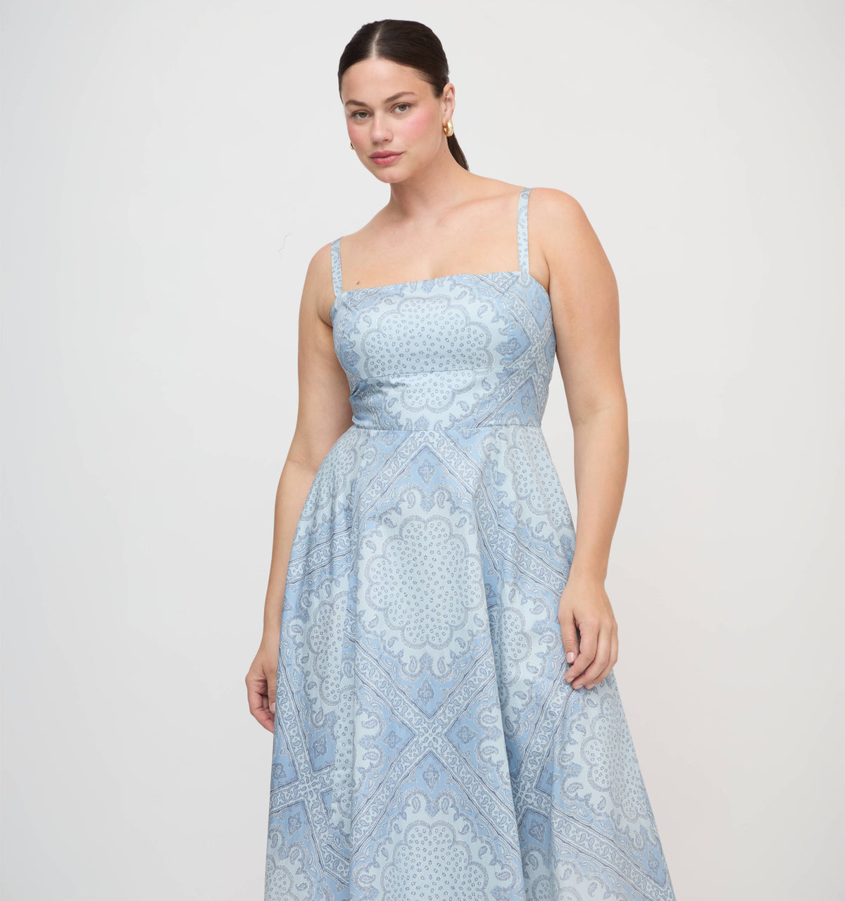 The Margot Dress in Dusty Blue Paisley Scarf