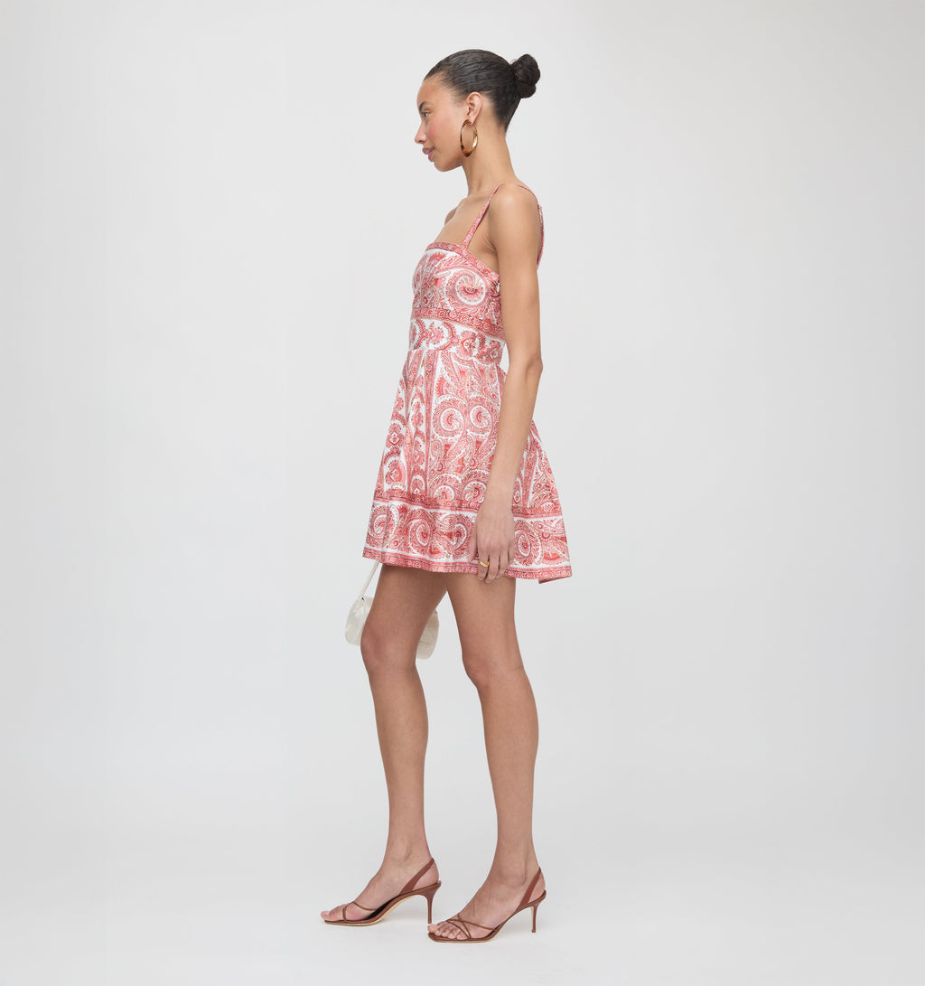The Margot Mini Dress in Coral Corsica Paisley