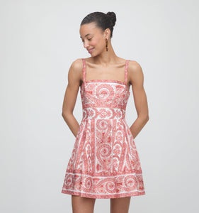 The Margot Mini Dress in Coral Corsica Paisley