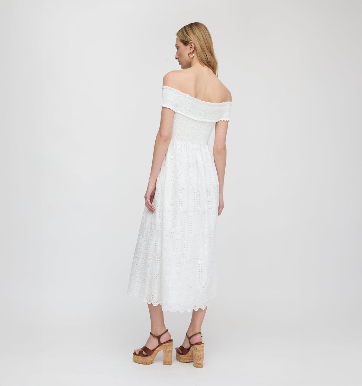 The Marguerite Nap Dress in White Trellis Broderie