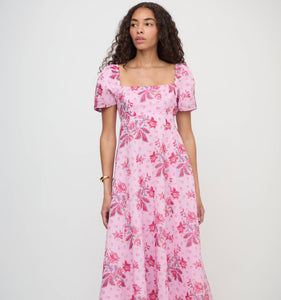The Matilda Dress in Pink Delft Bouquet